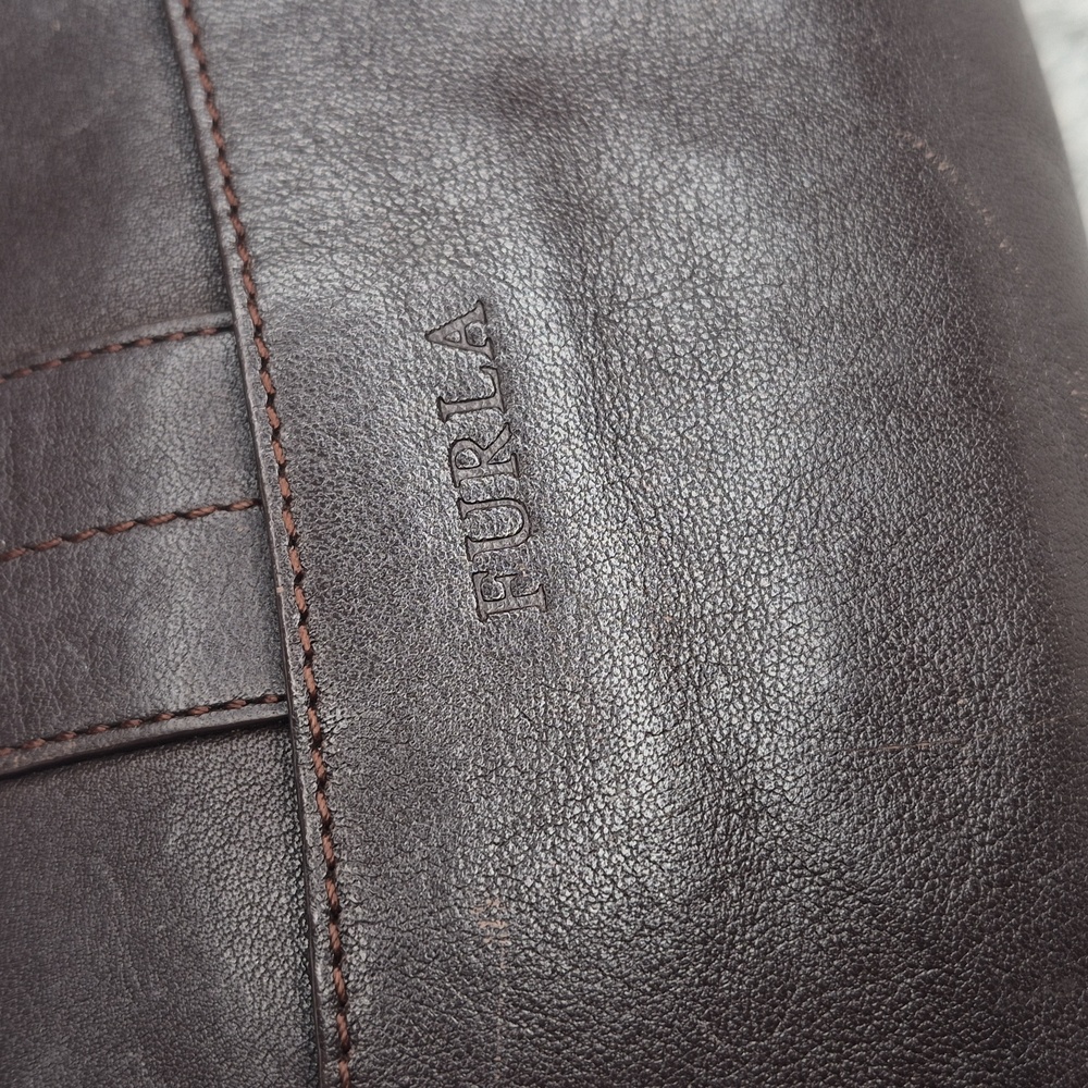Furla Chocolate Brown Leather Shoulder Handbag - Picture 6 of 17